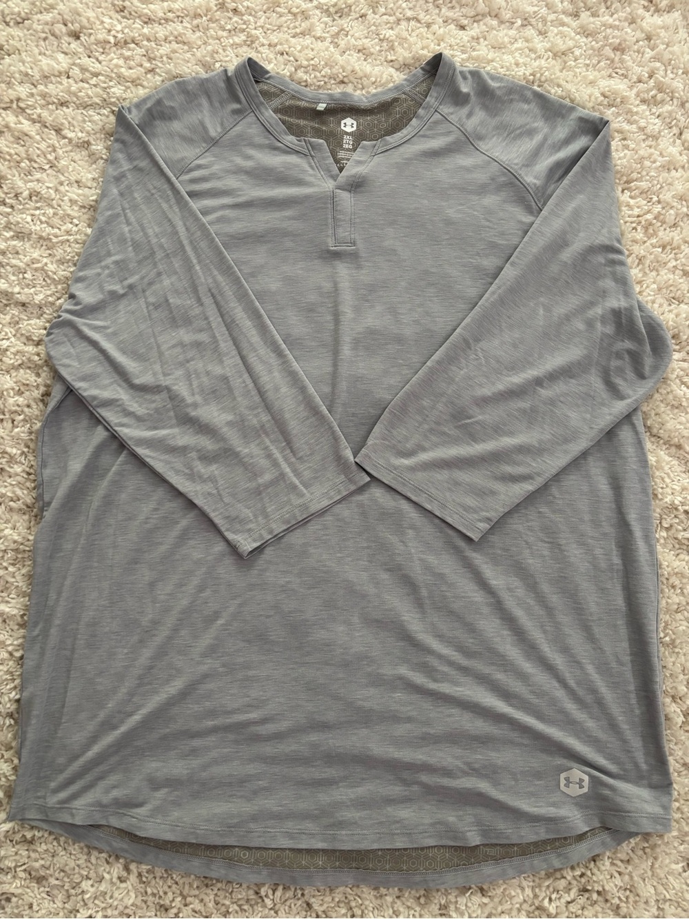 Under Armour Men’s Gray 3/4th Sleeve Henley Shirt